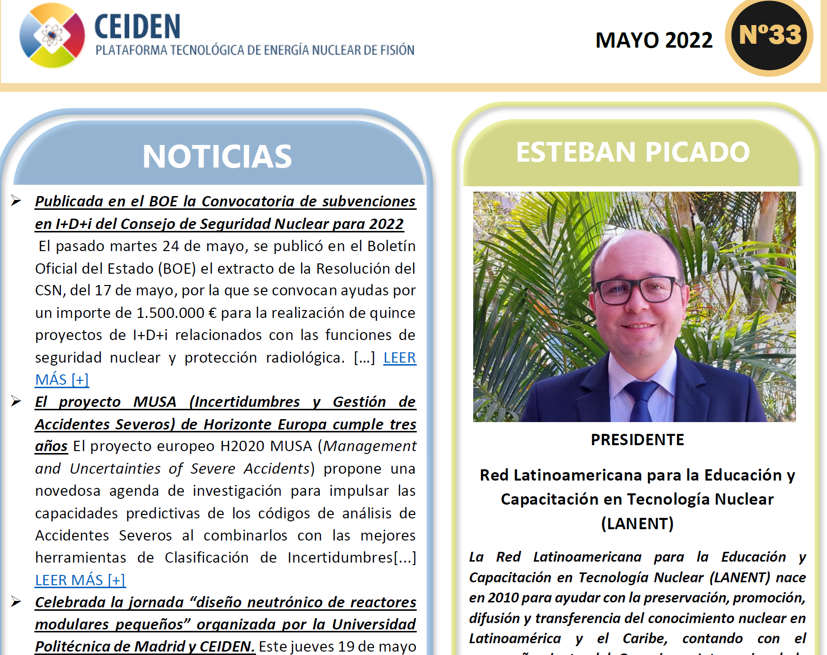PUBLICACIÓN DEL BOLETÍN Nº33 DE CEIDEN
