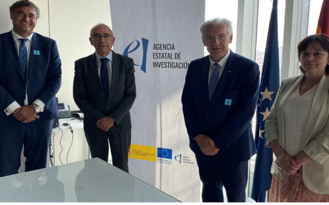 Reunión del presidente de CEIDEN y Consejero del CSN, J.Dies, junto con el Secretario General, Pablo T. León, con el director de la Agencia Estatal de Investigación, José Manuel Fernandez de Labastida.